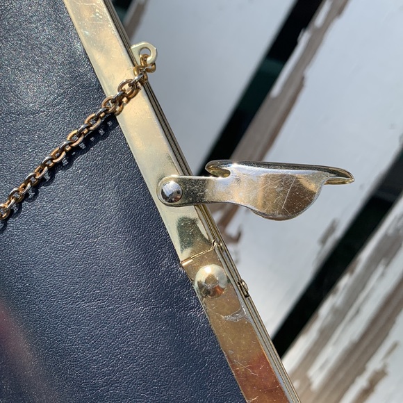 Vintage navy blue leather clutch ETRA - Picture 9 of 16